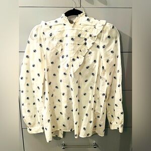 VINTAGE RUFFLED HIGH NECK BLOUSE